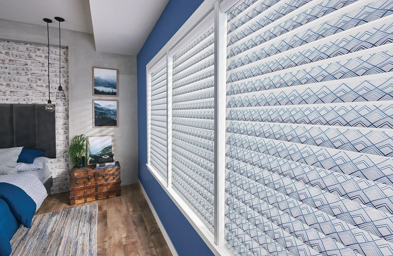 Sheer shades in a bedroom