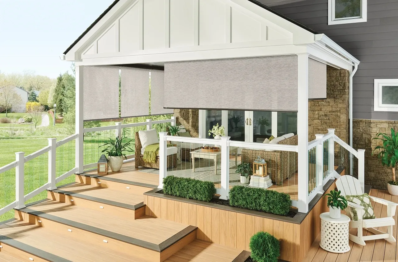Solar shades in a porch