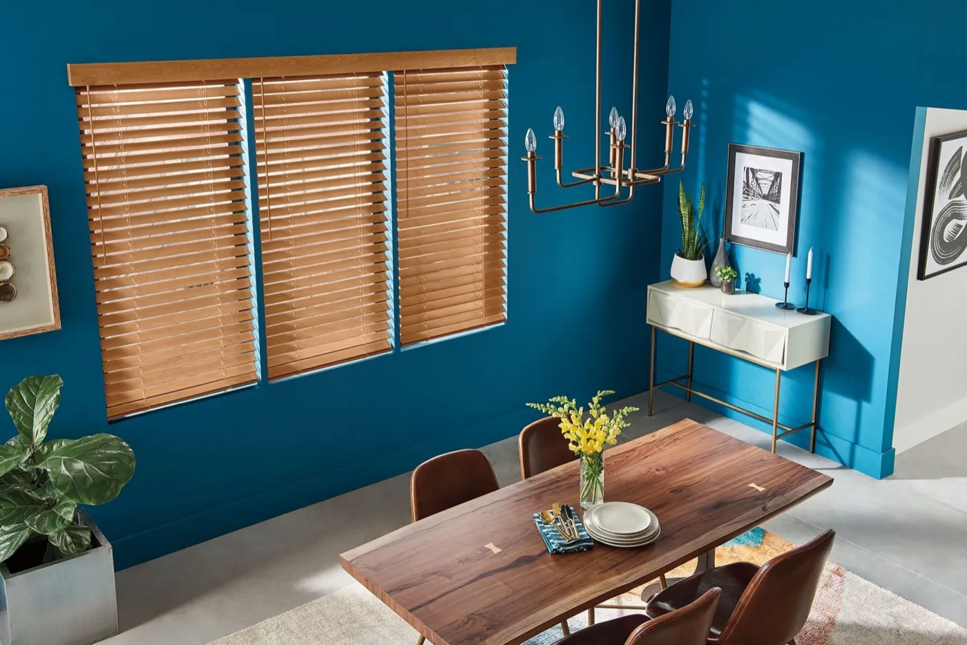 Faux wood & wood blinds in a North Atlanta home